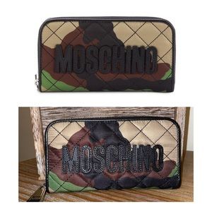 NWT Moschino Camo Quilted Continental Wallet - Authentic